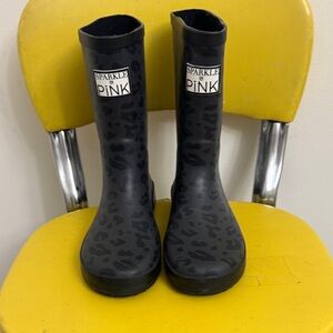 Sparkle & Pink Black Leopard Rain Boots